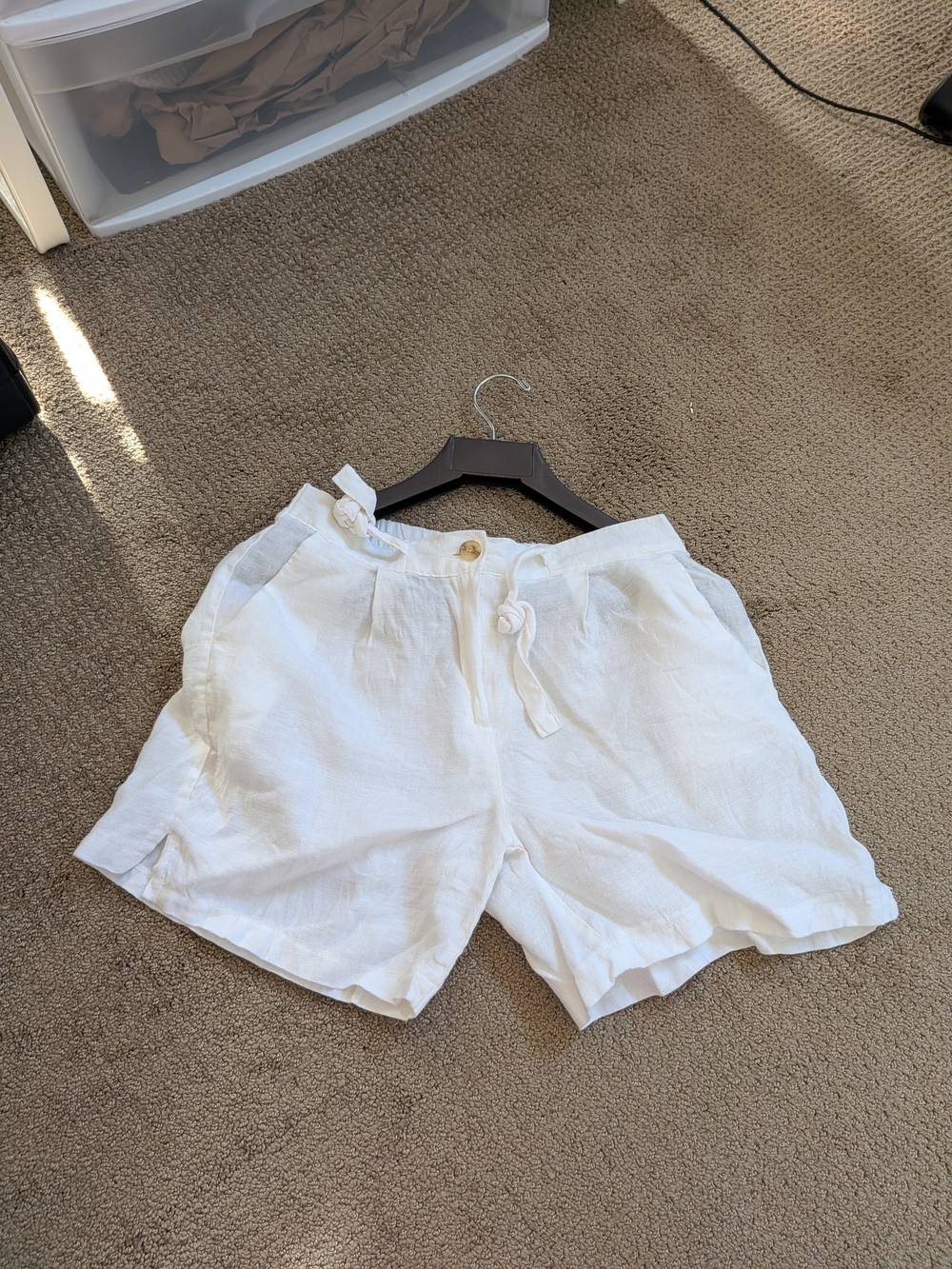 White Linen Tie-Waist Shorts